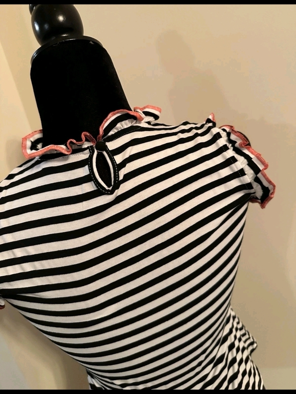 Women’s Size Medium Smak Parlour Black And White Striped Shirt Pinup Girl Retro - Picture 3 of 4
